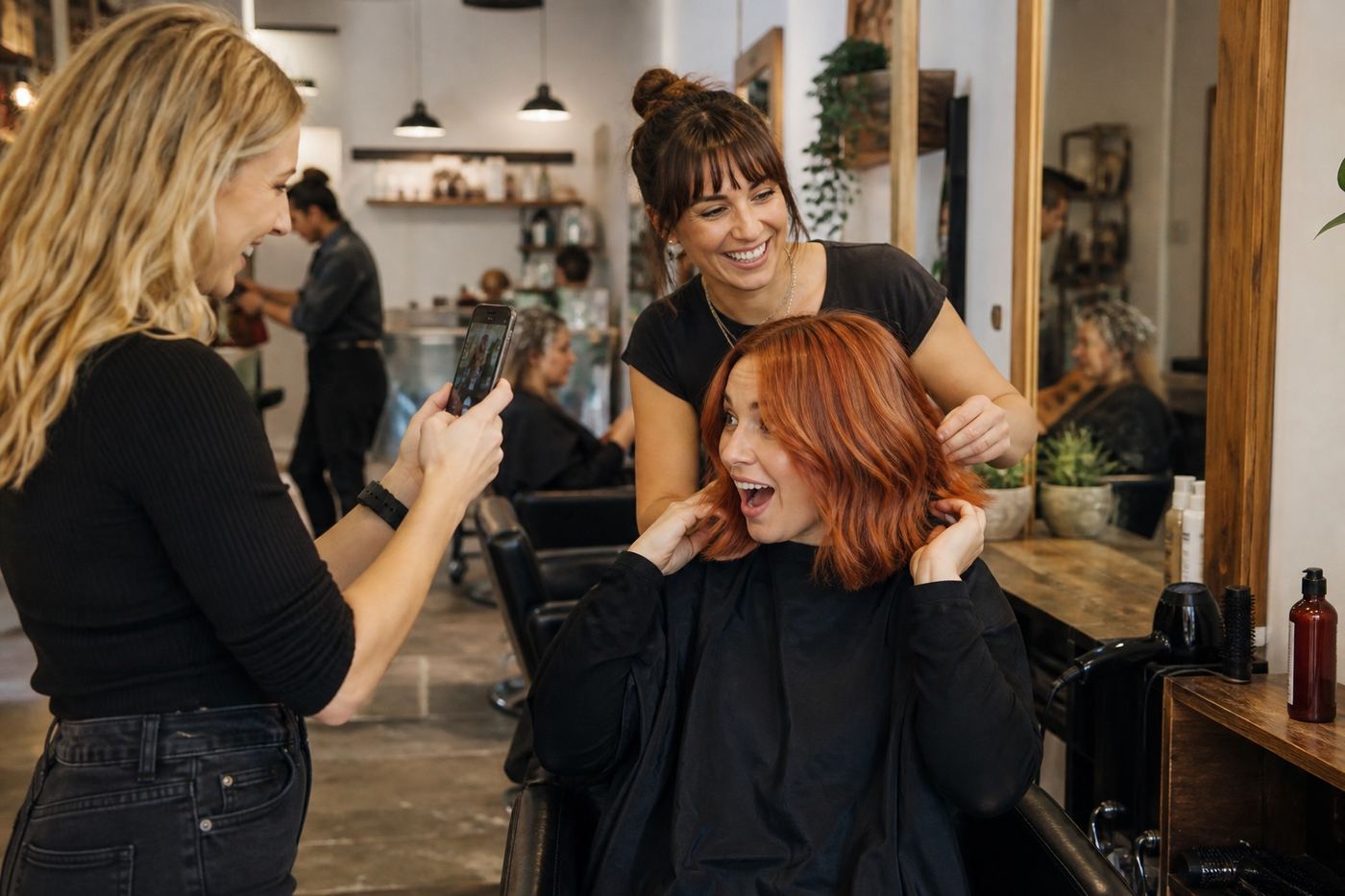 A client reveal at a salon